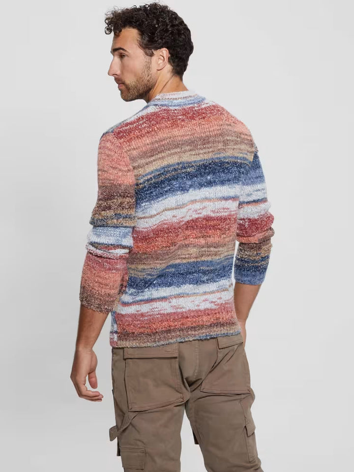 Guess Eged Space Dye Striped Sweater