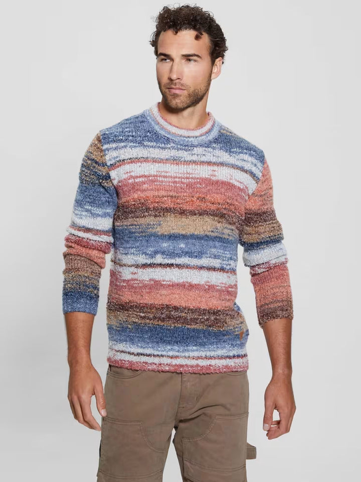 Guess Eged Space Dye Striped Sweater