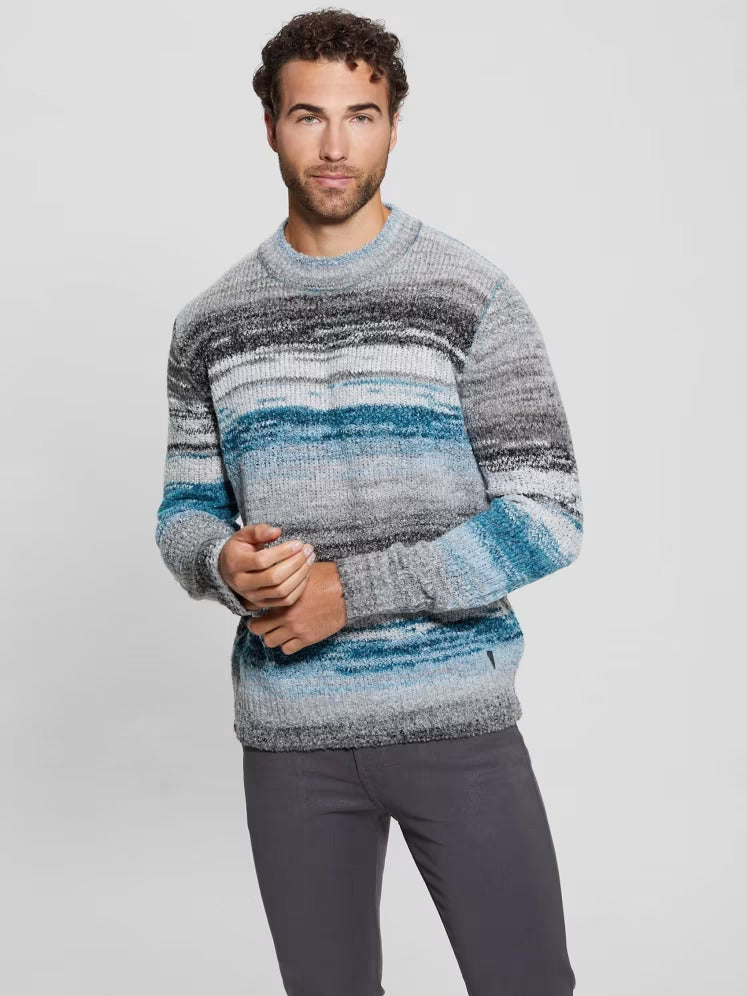 Guess Eged Space Dye Striped Sweater
