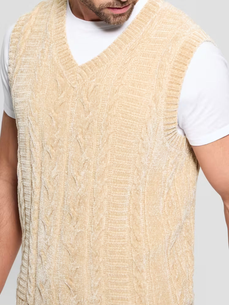 Guess Eco Ebe Cable-Knit Chenille Sweater Vest