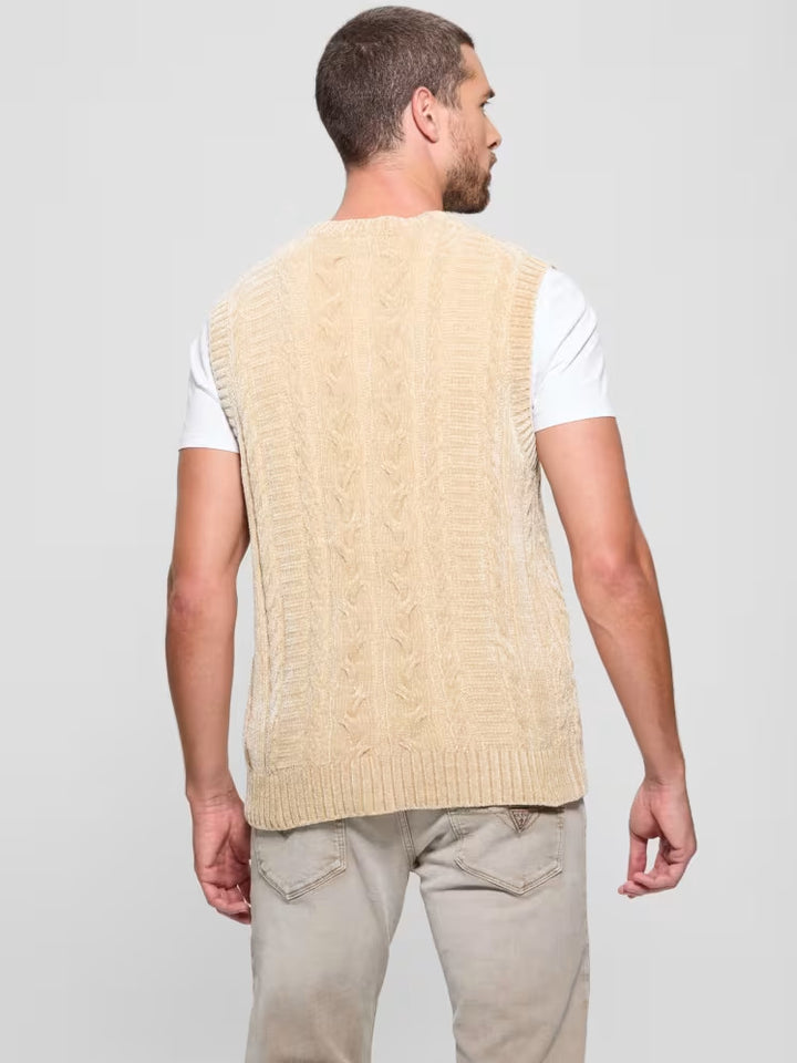 Guess Eco Ebe Cable-Knit Chenille Sweater Vest