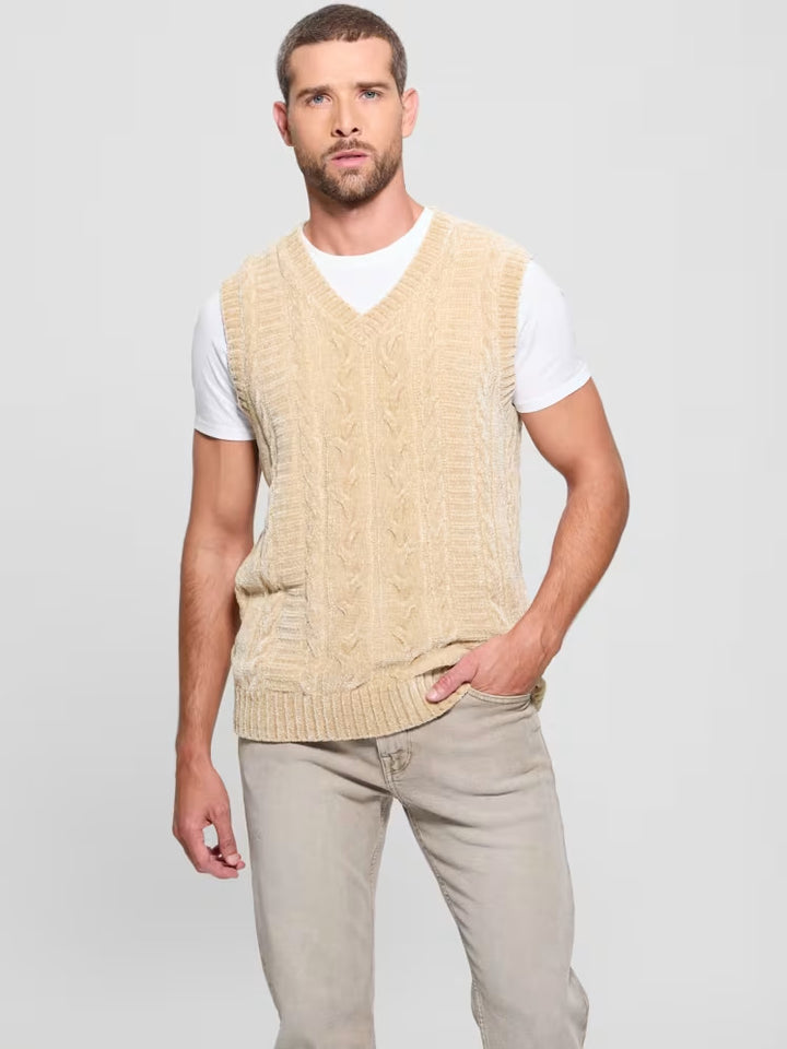 Guess Eco Ebe Cable-Knit Chenille Sweater Vest