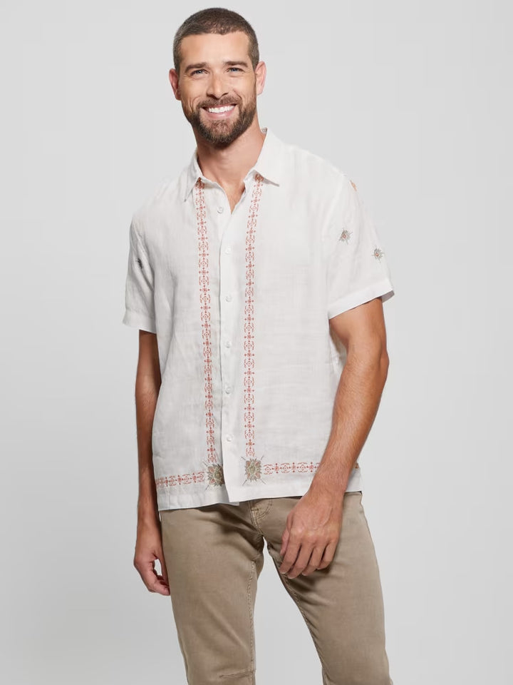 Guess Eco Embroidered Border Linen Shirt