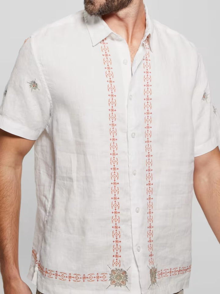 Guess Eco Embroidered Border Linen Shirt