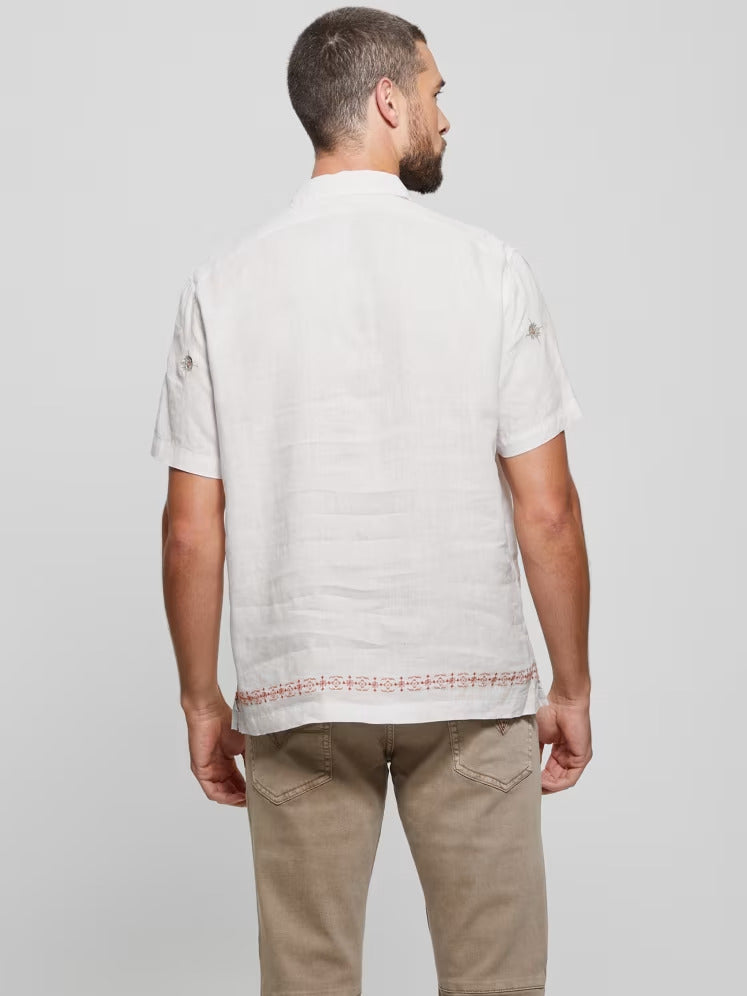Guess Eco Embroidered Border Linen Shirt