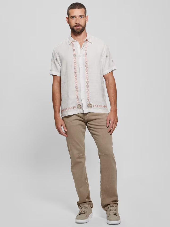 Guess Eco Embroidered Border Linen Shirt