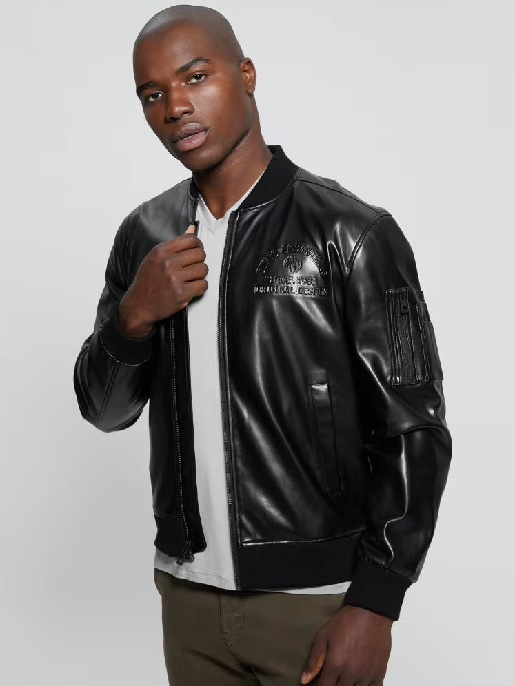 Guess District Faux-Leather Signature Jacket