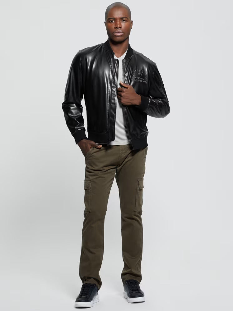 Guess District Faux-Leather Signature Jacket