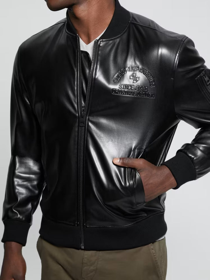 Guess District Faux-Leather Signature Jacket
