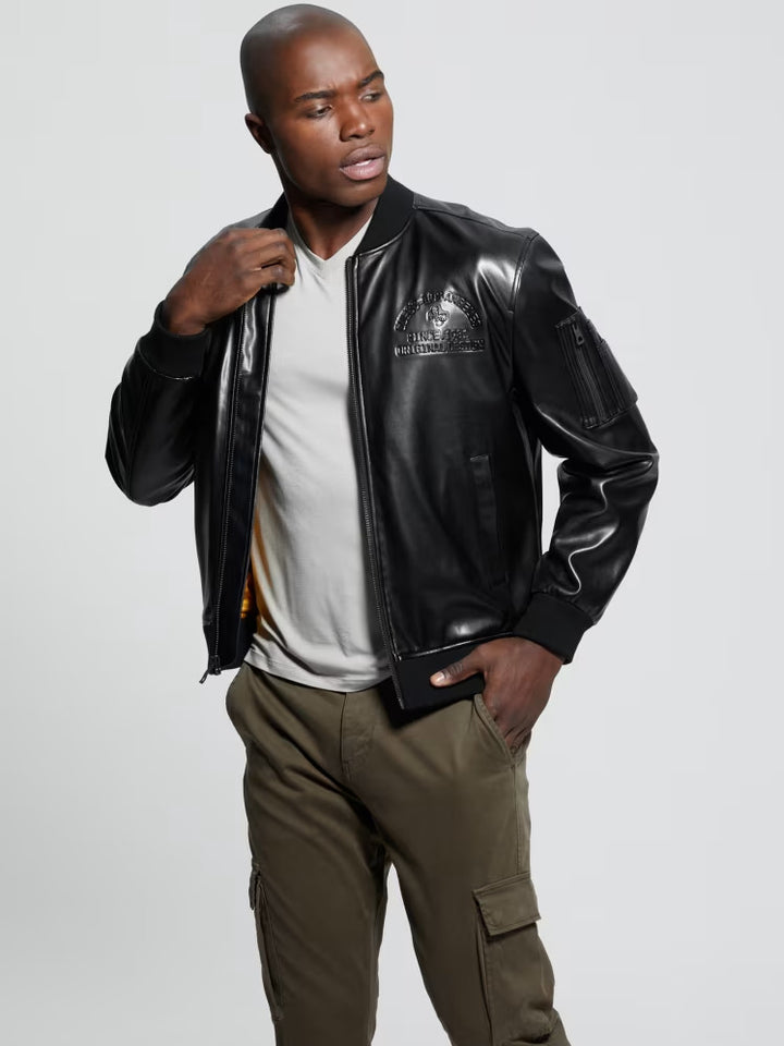 Guess District Faux-Leather Signature Jacket