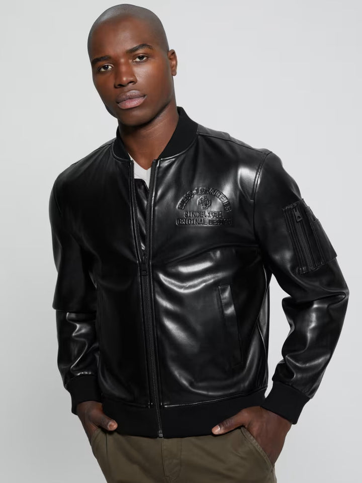Guess District Faux-Leather Signature Jacket