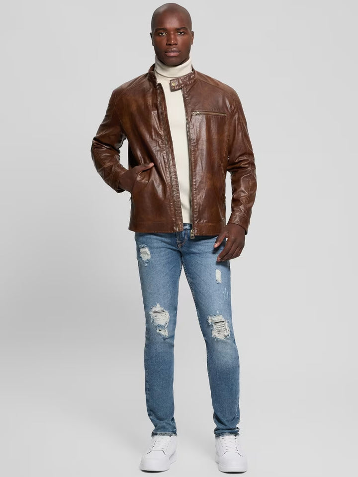 Guess Faux-Leather Biker Jacket