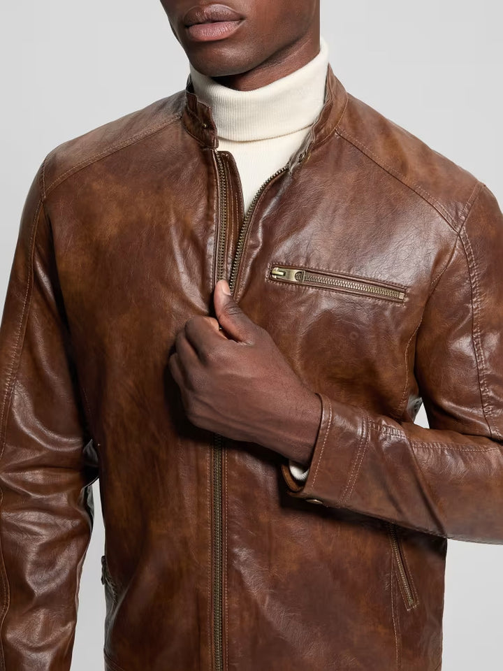Guess Faux-Leather Biker Jacket