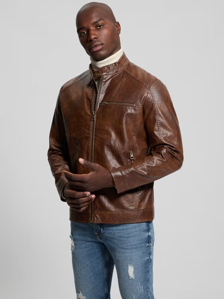 Guess Faux-Leather Biker Jacket