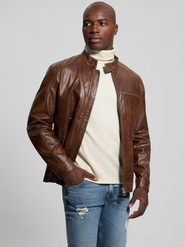 Guess Faux-Leather Biker Jacket