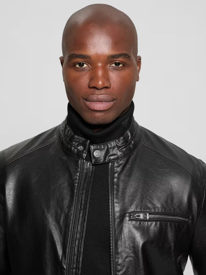 Guess Faux-Leather Biker Jacket