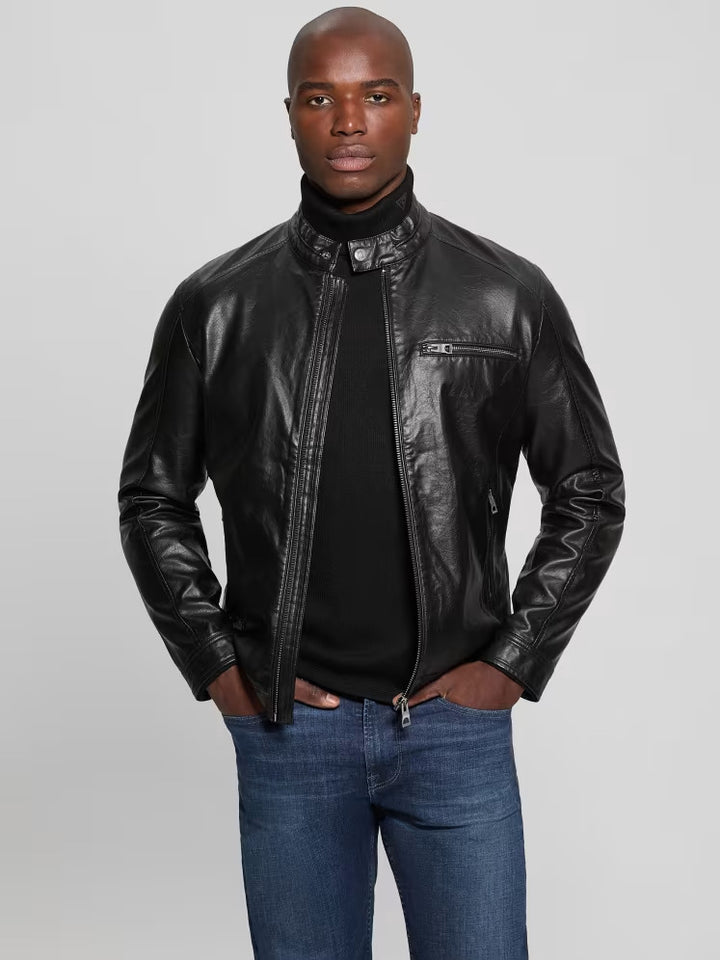 Guess Faux-Leather Biker Jacket