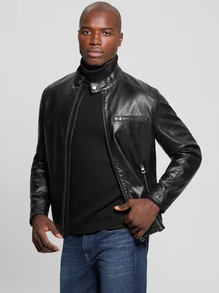Guess Faux-Leather Biker Jacket