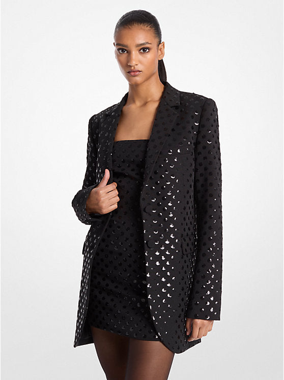 Michael Kors Sequined Dot Stretch Crepe Blazer