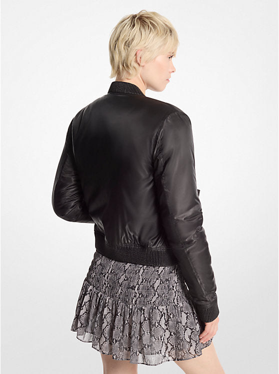 Michael Kors Satin Ciré Bomber Jacket