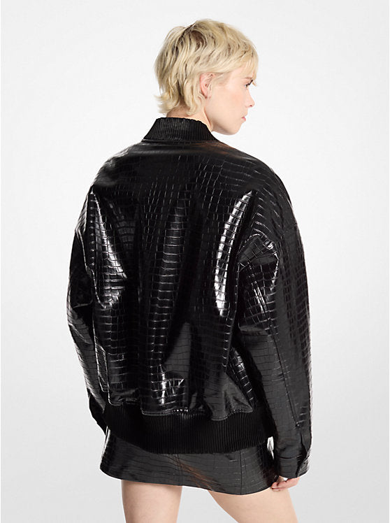 Michael Kors Crocodile Embossed Bomber Jacket