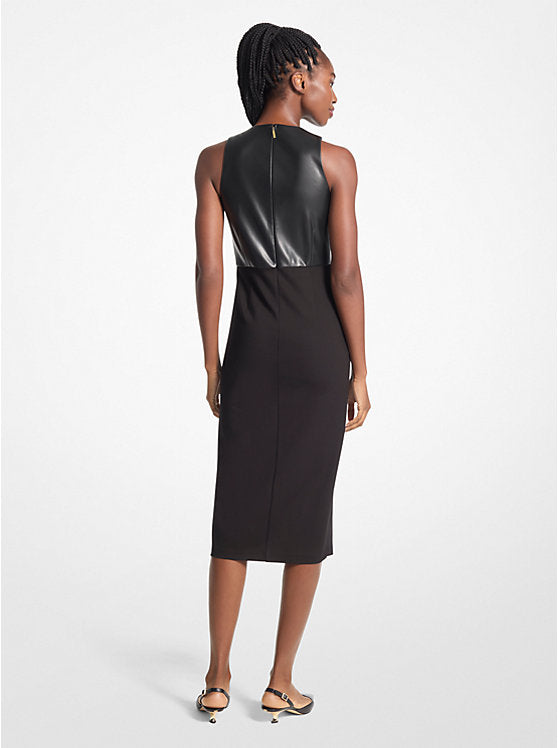 Michael Kors Mixed-Media Ponte Halter Dress