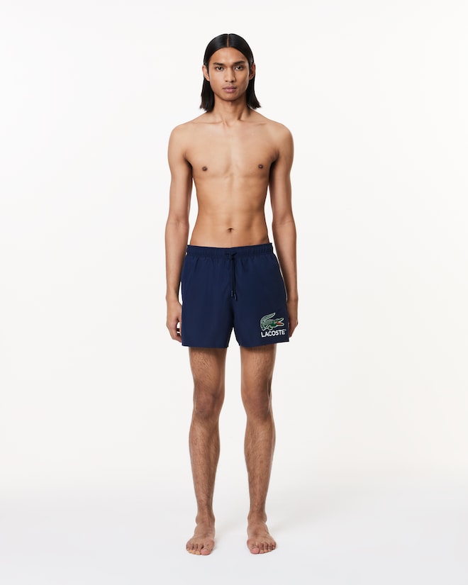 Lacoste Men's Croc Print Swim Trunks