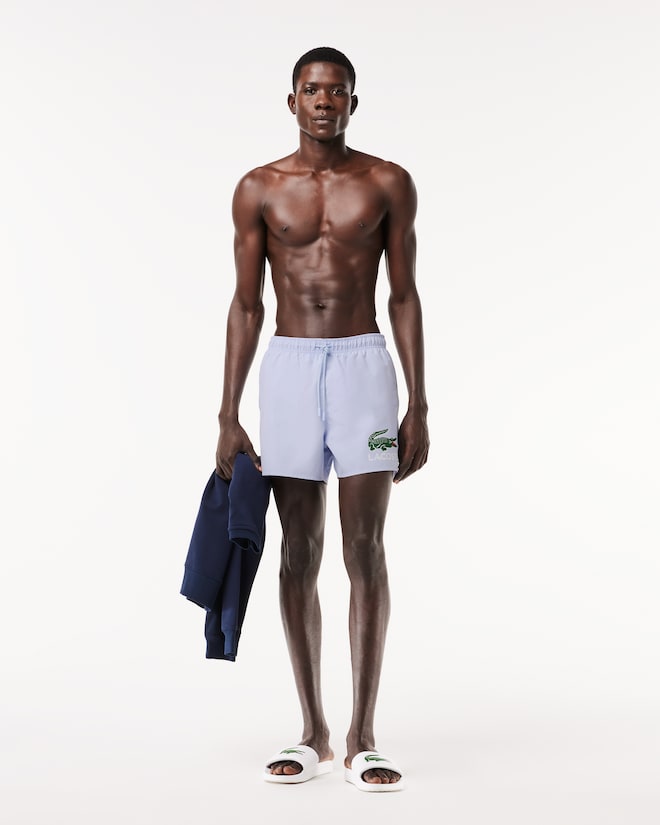 Lacoste Men's Croc Print Swim Trunks