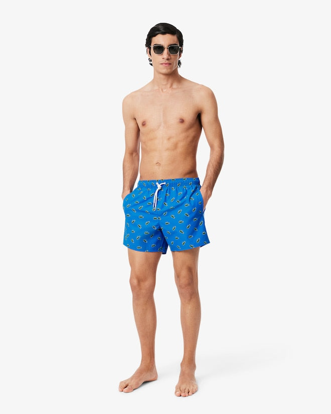 Lacoste Men's Crocodile Print Swim Trunks