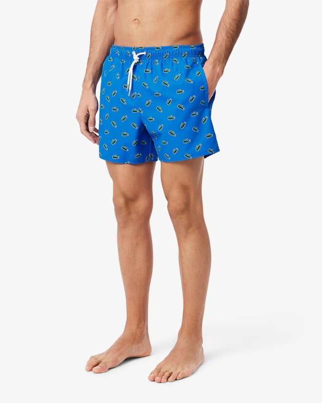 Lacoste Men's Crocodile Print Swim Trunks