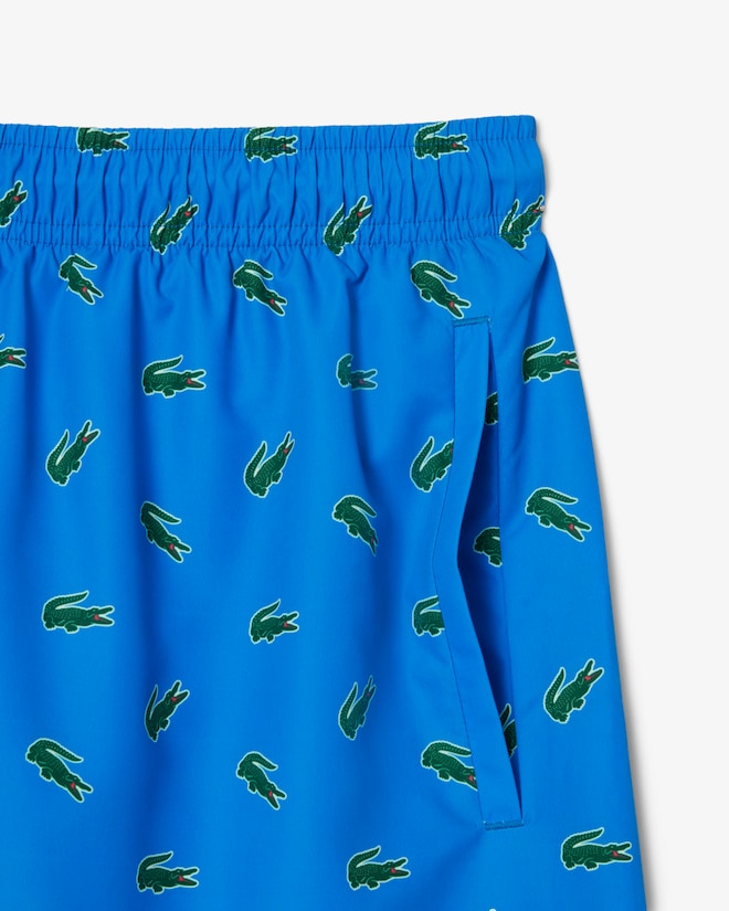 Lacoste Men's Crocodile Print Swim Trunks
