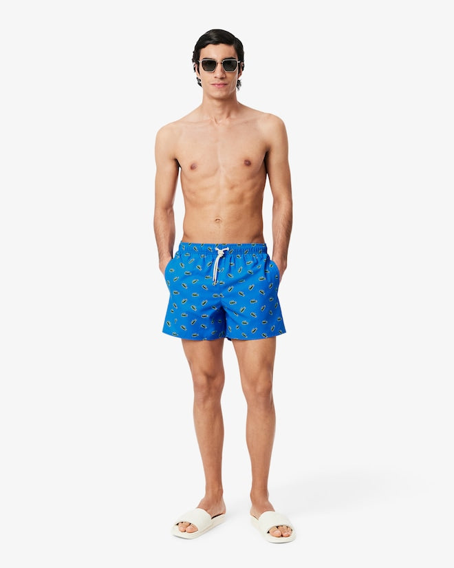 Lacoste Men's Crocodile Print Swim Trunks