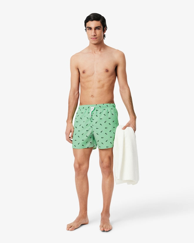 Lacoste Men's Crocodile Print Swim Trunks