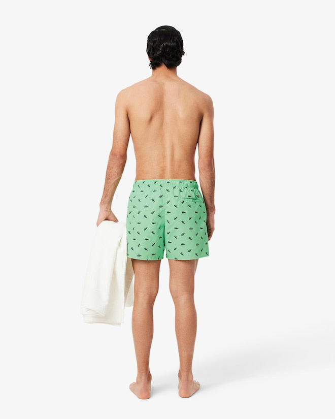 Lacoste Men's Crocodile Print Swim Trunks