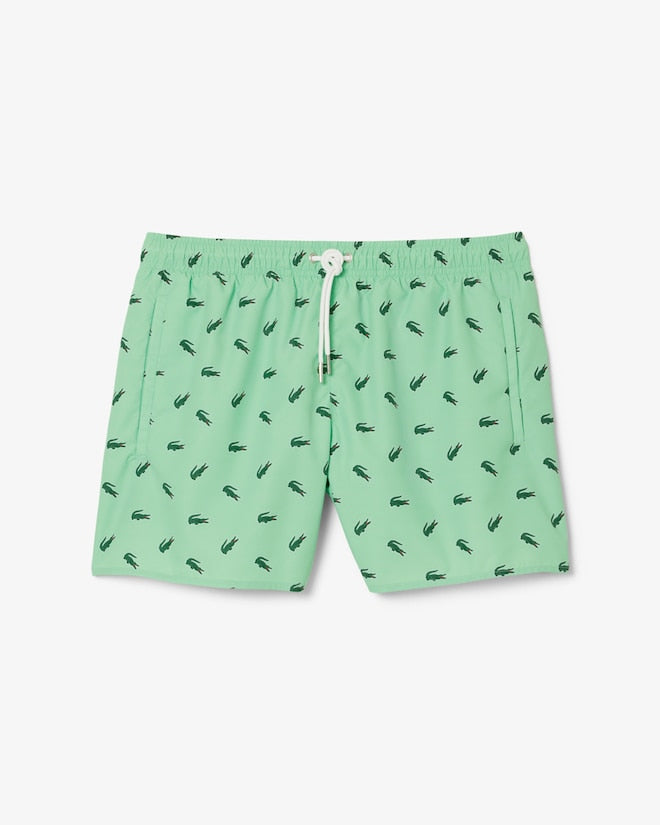 Lacoste Men's Crocodile Print Swim Trunks