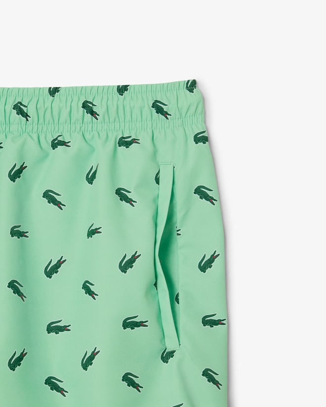 Lacoste Men's Crocodile Print Swim Trunks