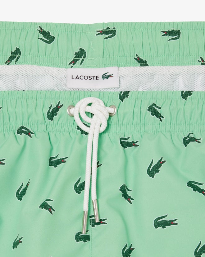 Lacoste Men's Crocodile Print Swim Trunks