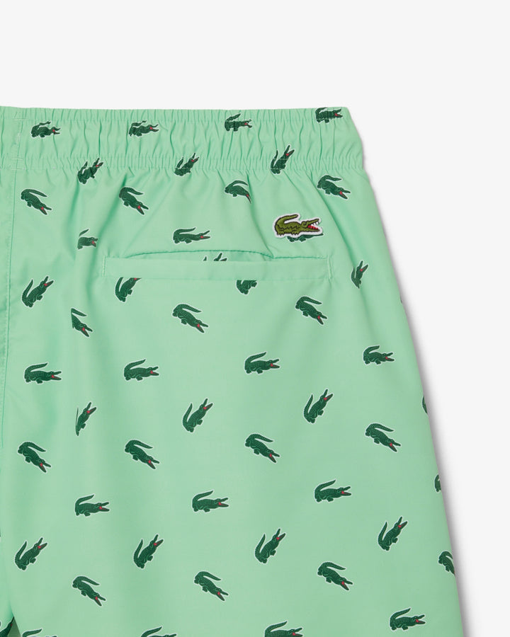 Lacoste Men's Crocodile Print Swim Trunks
