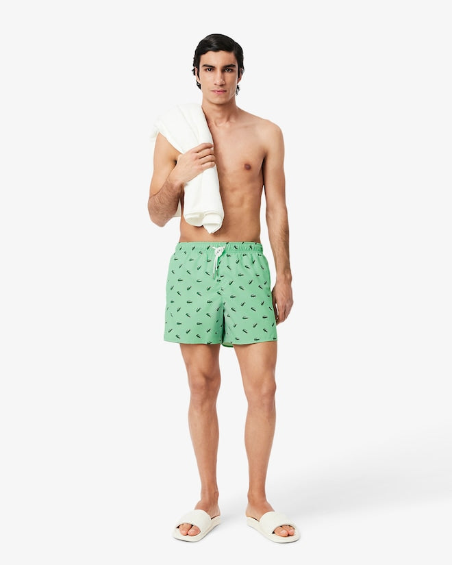 Lacoste Men's Crocodile Print Swim Trunks