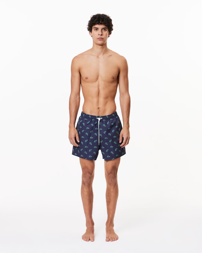 Lacoste Men's Crocodile Print Swim Trunks
