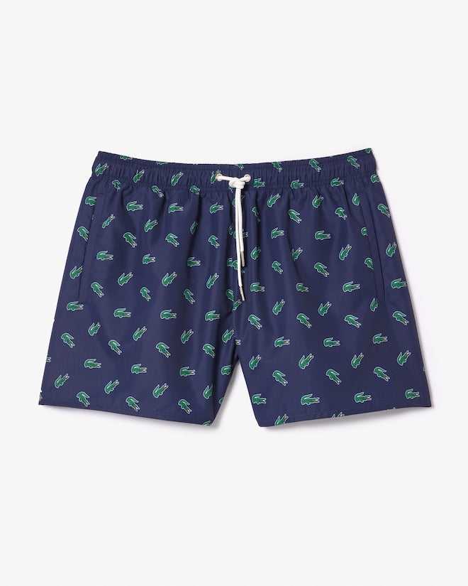 Lacoste Men's Crocodile Print Swim Trunks