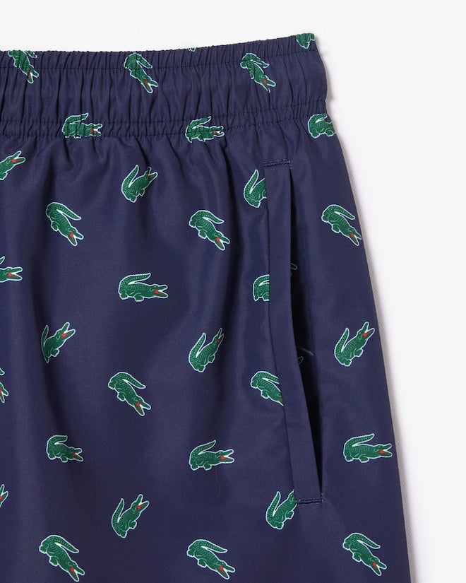 Lacoste Men's Crocodile Print Swim Trunks