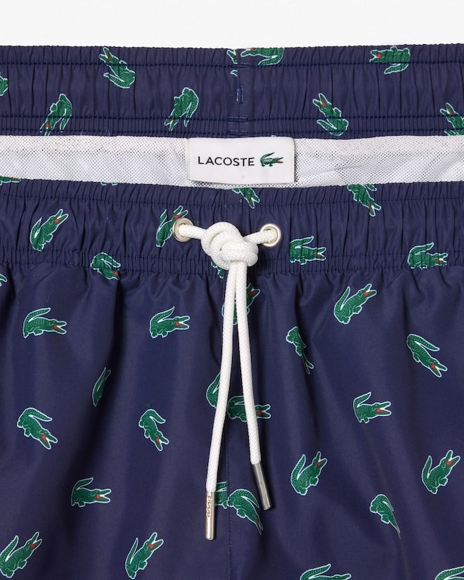 Lacoste Men's Crocodile Print Swim Trunks