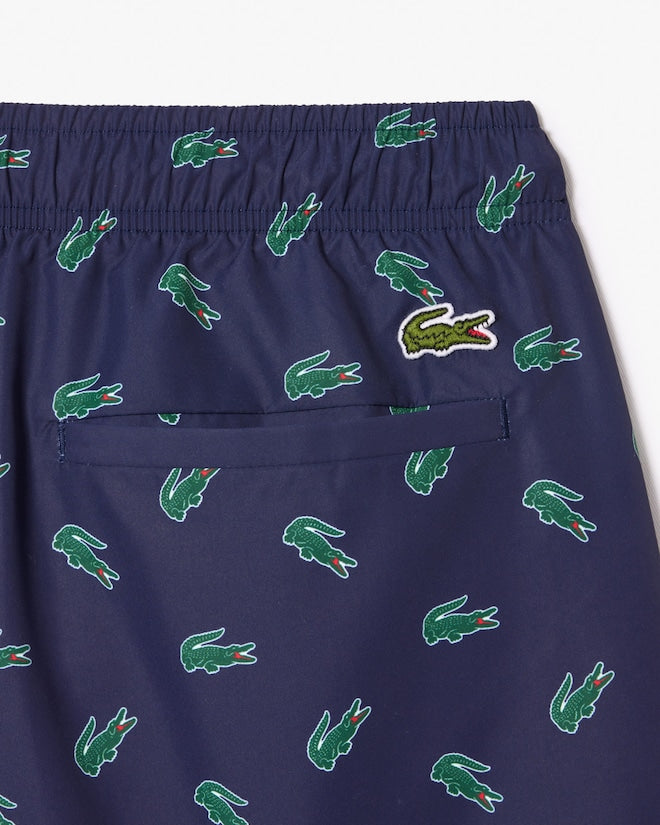 Lacoste Men's Crocodile Print Swim Trunks