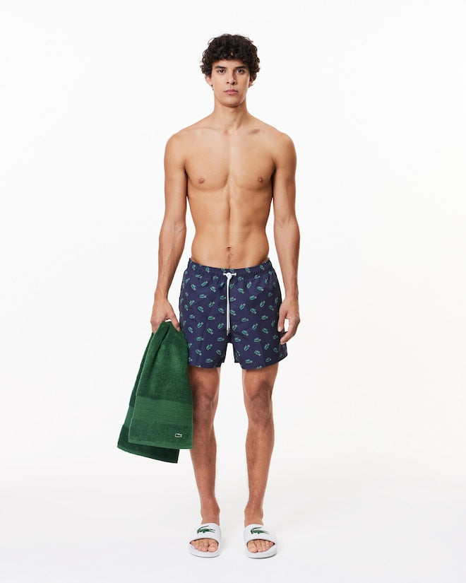 Lacoste Men's Crocodile Print Swim Trunks