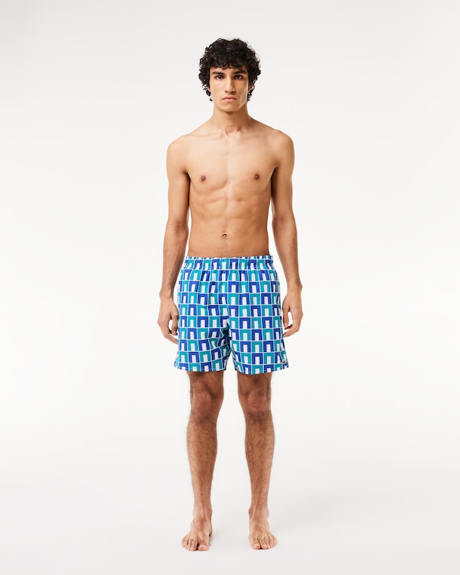 Lacoste Men's Graphic Print Swim Trunks