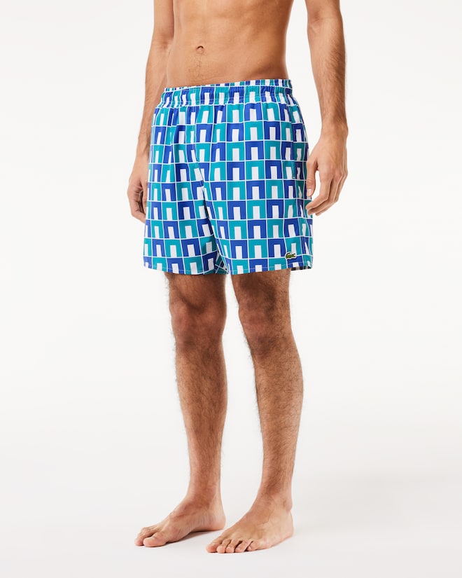 Lacoste Men's Graphic Print Swim Trunks