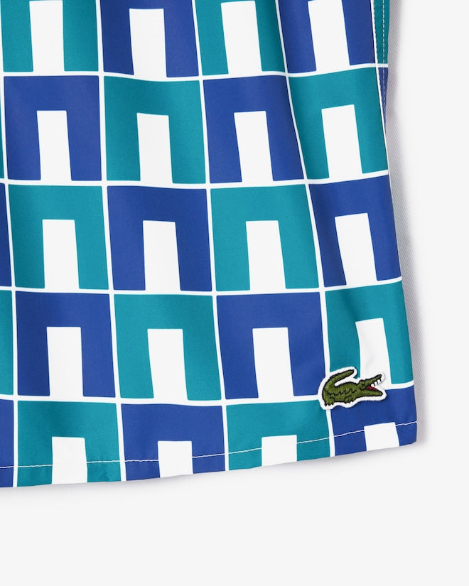 Lacoste Men's Graphic Print Swim Trunks