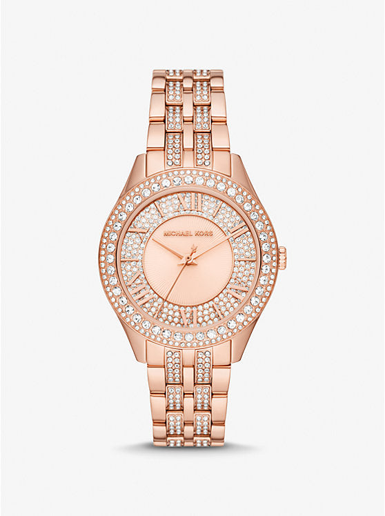 Michael Kors Harlowe Pavé Rose Gold-Tone Watch