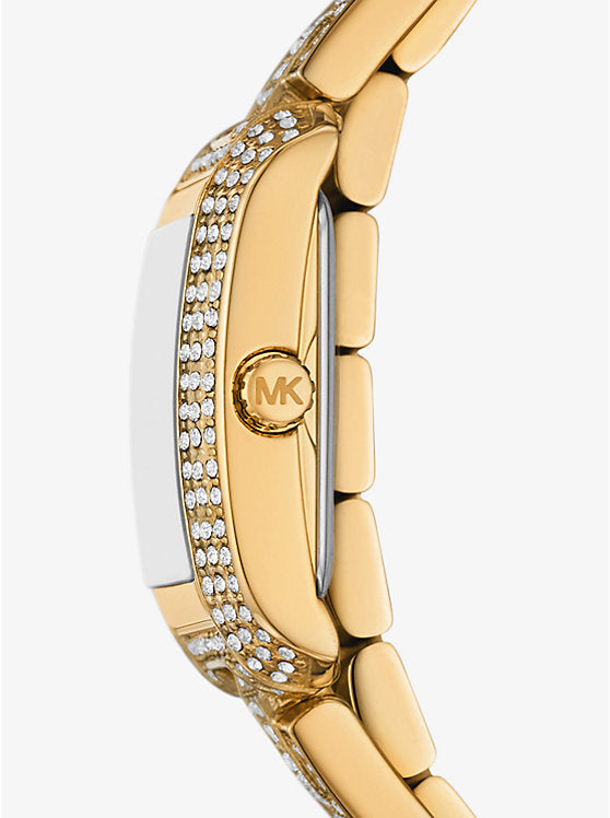 Michael Kors Petite Emery Pavé Gold-Tone Double Wrap Watch